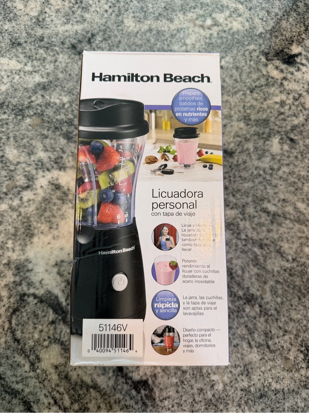 Portable Hamilton Beach Personal Blender with Travel Lid. NWT